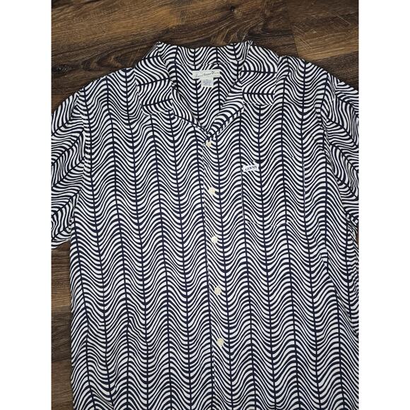 Vintage 90s Guess Jeans USA Men’s Button Up Shirt XL Black White Wavy Stripe Mad - Picture 9 of 16